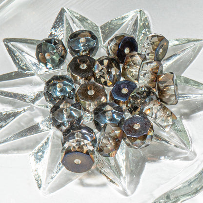 Czech Fire Polish Rondelles in Azuro Crystal