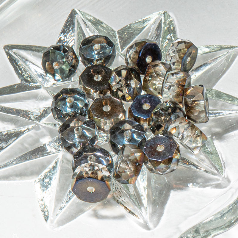 Czech Fire Polish Rondelles in Azuro Crystal
