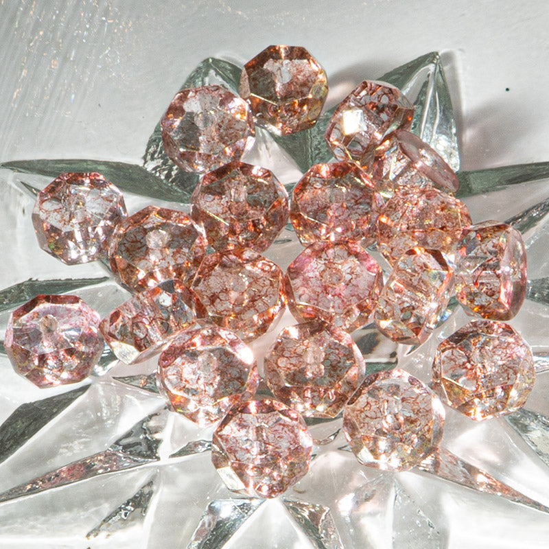 Czech Fire Polish Rondelles in Crystal Rose