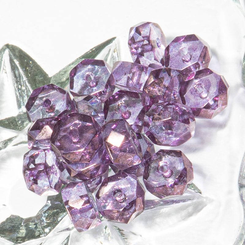 Czech Fire Polish Rondelles in Lumi Purple