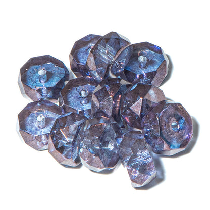 Czech Fire Polish Rondelles in Luminous Purple