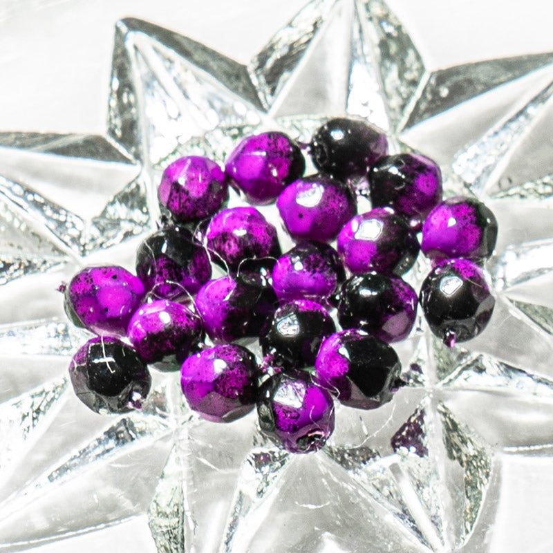 Czech Glass Fire Polish Bead Set in Black-Violet Matrix
