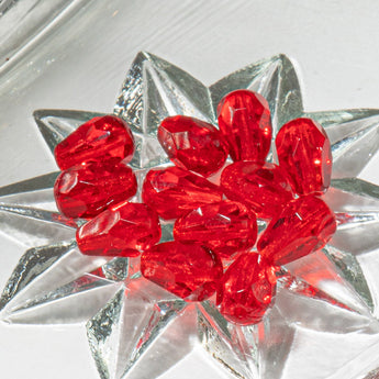 Czech Glass Fire Polish Pear Beads in Ruby