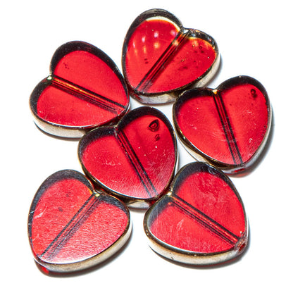 Czech Glass Fire Polished Table Cut Window Heart Beads