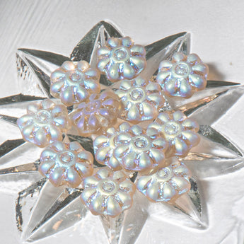 Czech Pressed Glass Flower Beads in Smoky Topaz