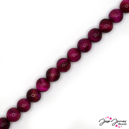 Dancing Pink Tigerseye Stone Beads