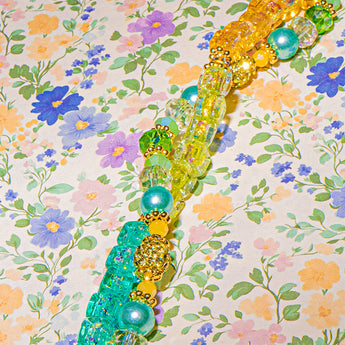 Dichronic Glass Bead Strand Duo in Bubbling Lemon Lime