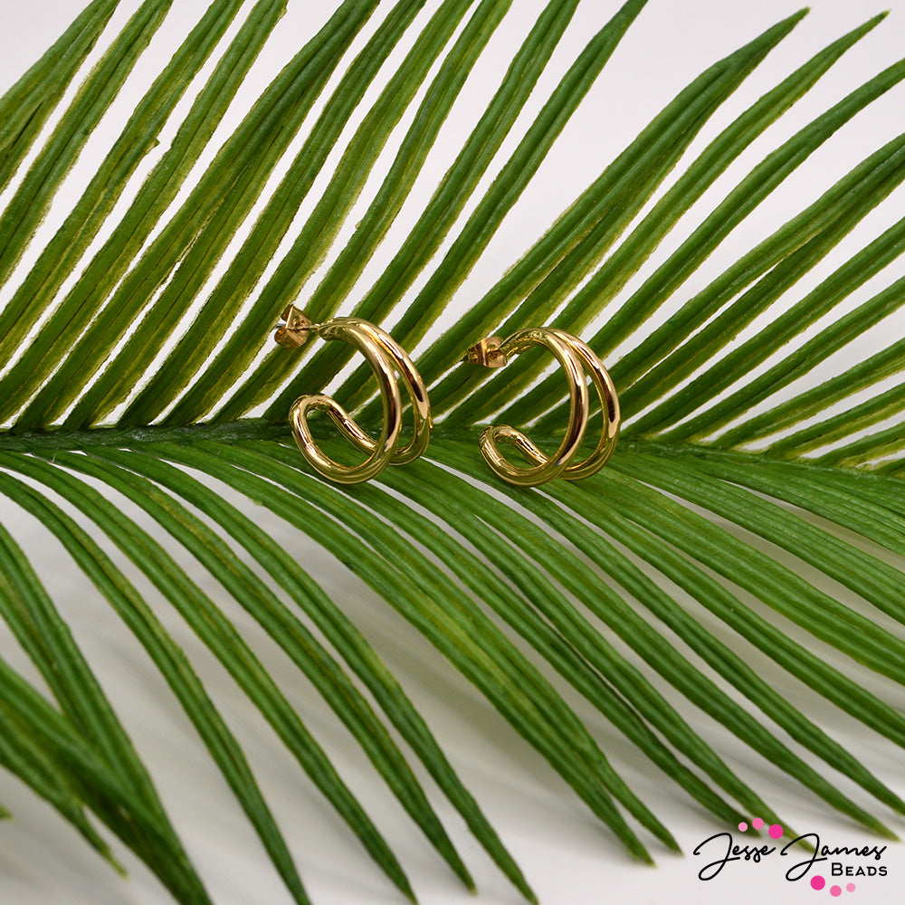 Double Hoop Earring Findings in Gold