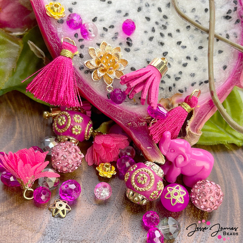 Mini Bead Mix in Pink Dragonfruit By Jesse James Beads