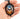 A hand holding an oval pendant necklace with a black ornate frame and a colorful stained-glass-style design featuring a bat silhouette in blue, purple, orange, and yellow.