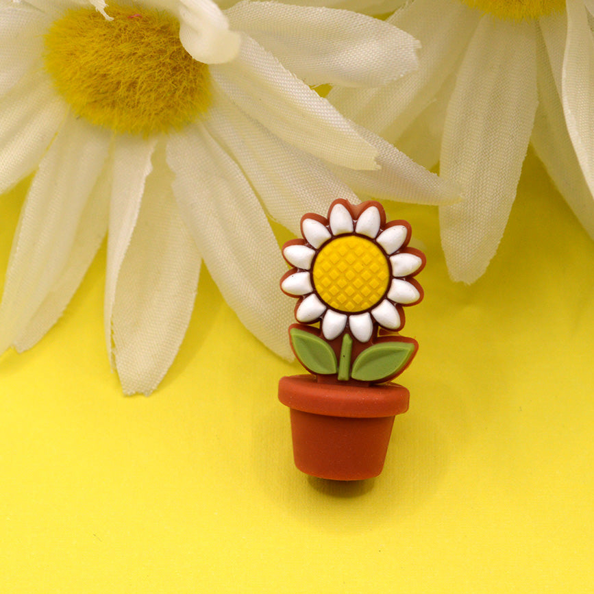 Potted Daisy Silicone Focal Bead