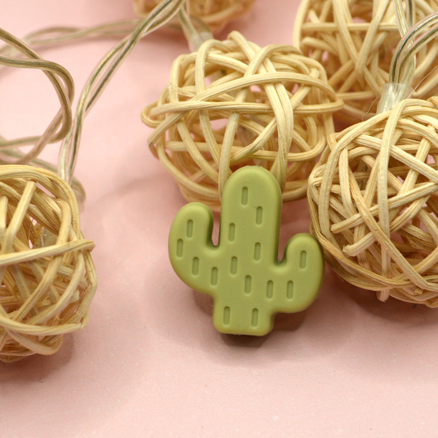 Sage Cactus Silicone Focal Bead