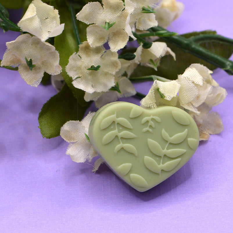 Sage Floral Heart Silicone Focal Bead