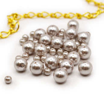 Glass Pearl Bead Set in Grey