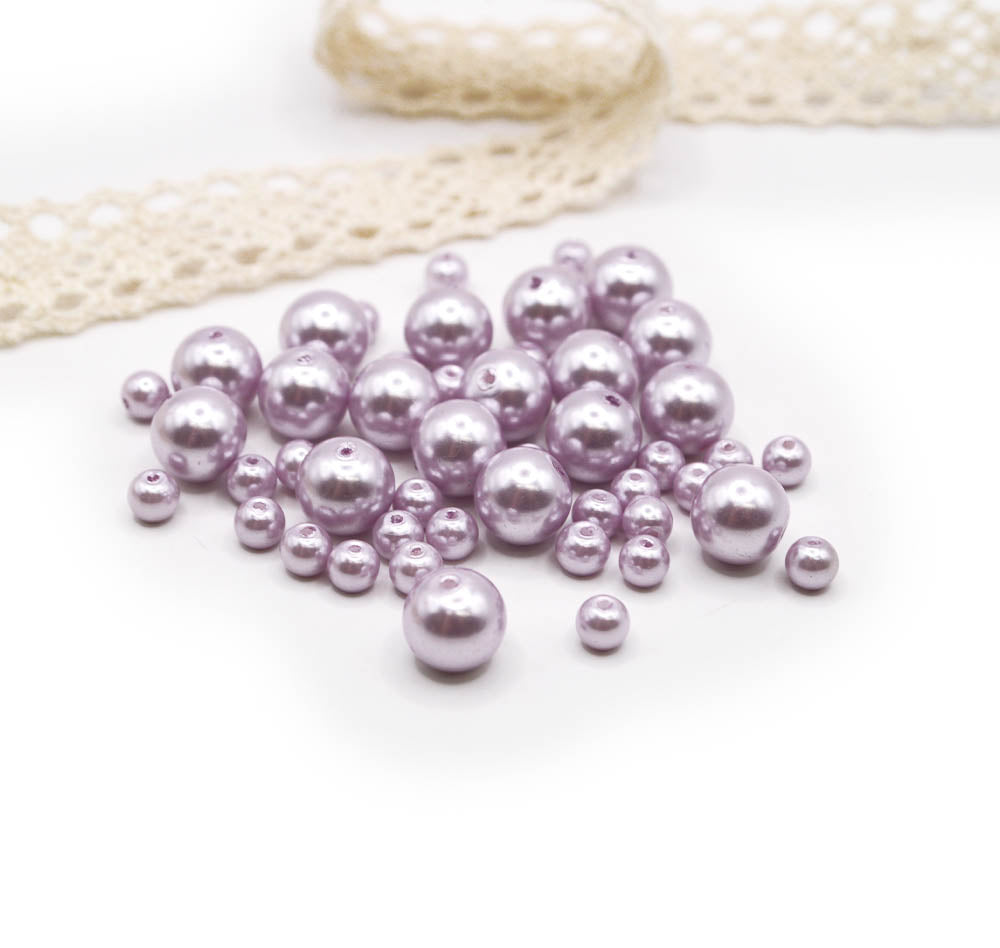 Glass Pearl Bead Set in Lilac