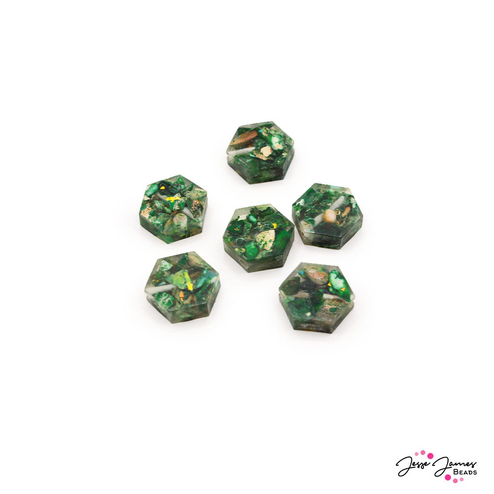 Emerald Hex Imperial Jasper Bead Set