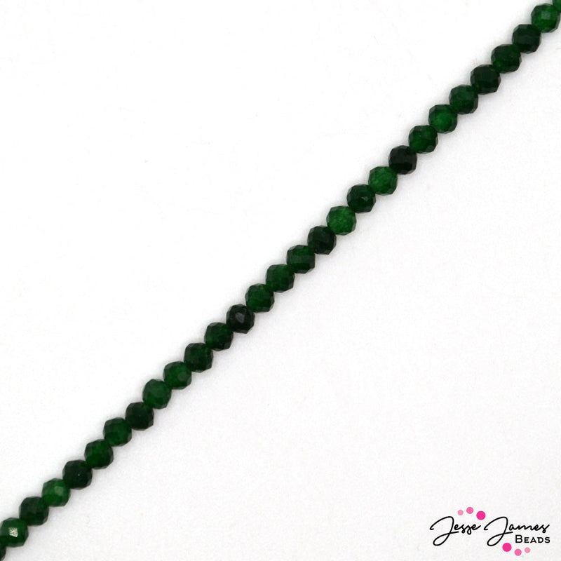 Emerald Quartz Stone 3mm Faceted Bead Strand