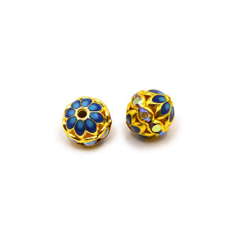 Enamel Bead Pair in Classic Blue