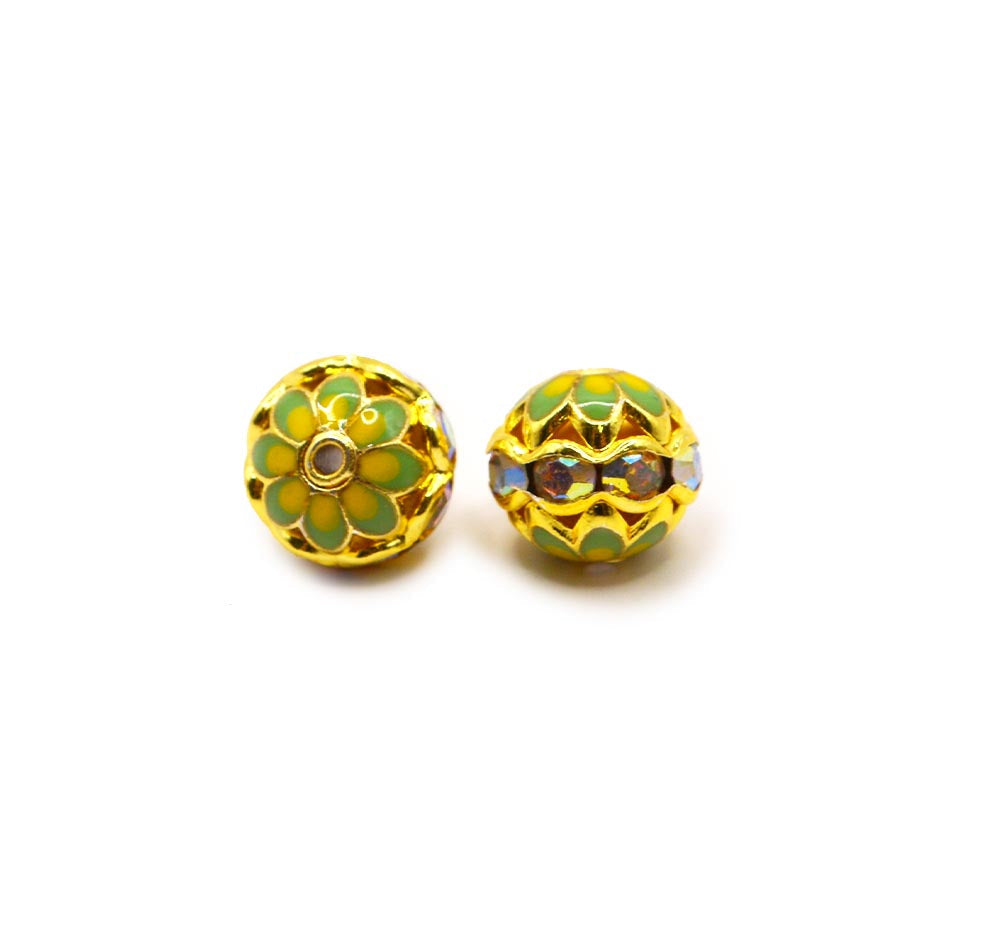 Enamel Bead Pair in Lush Green