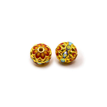 Enamel Bead Pair in Rock Out Red