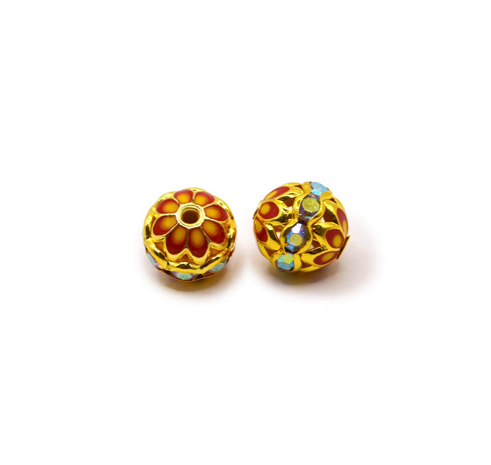 Enamel Bead Pair in Rock Out Red