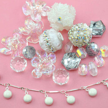 Bead Mix & Chain in Classic Crystal & White