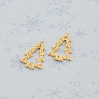 Charm Pair in Rhinestone Covered Christmas Tree