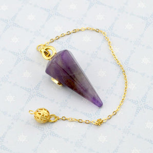 Natural Stone Amethyst Pendant with Chain Defuser