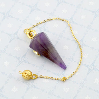 Natural Stone Amethyst Pendant with Chain Defuser