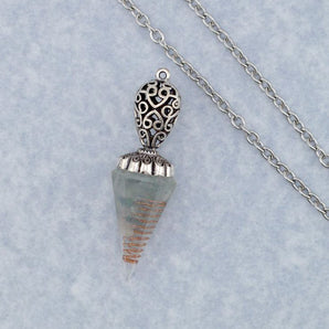 Natural Stone Aquamarine Pendant & Chain Duo