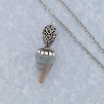 Natural Stone Aquamarine Pendant & Chain Duo