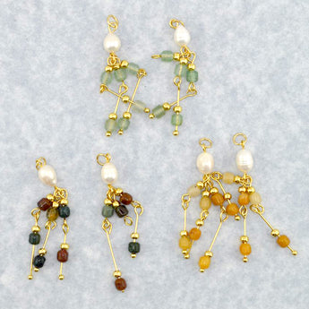 Natural Stone & Pearl Pendant Set