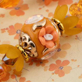Autumn Boho Bead Strand in Marigolds in Sunlight
