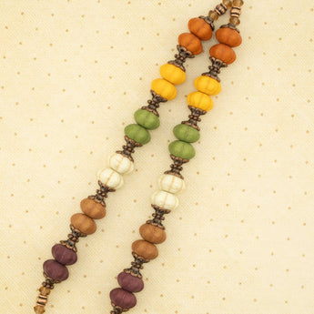 Autumn Stone Bead Strand Duo in Howlite Pumpkin Harvest