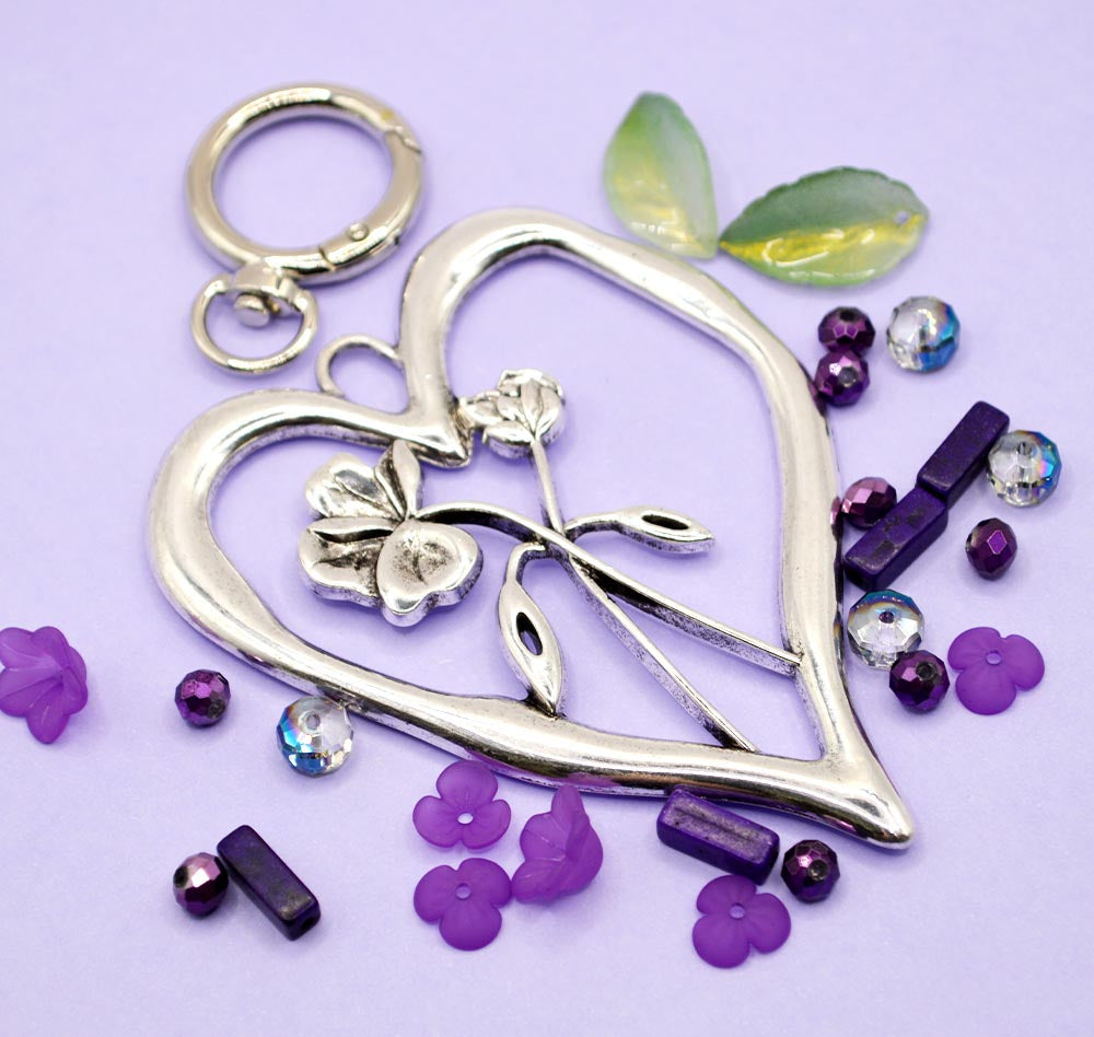 Birth Month Flower Keychain Kit in February Violet