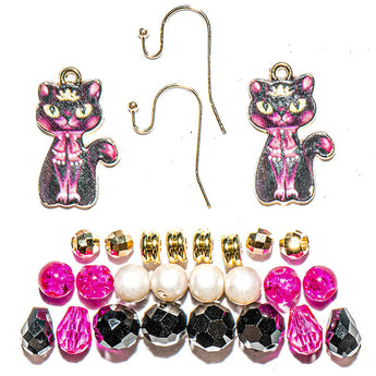 Feline Fab Kitty Cat Earring Bead Mix in Dark & Daring