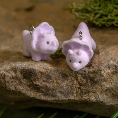 Flocked Resin Focal Charms in Tracie & Trudy the Triceratops