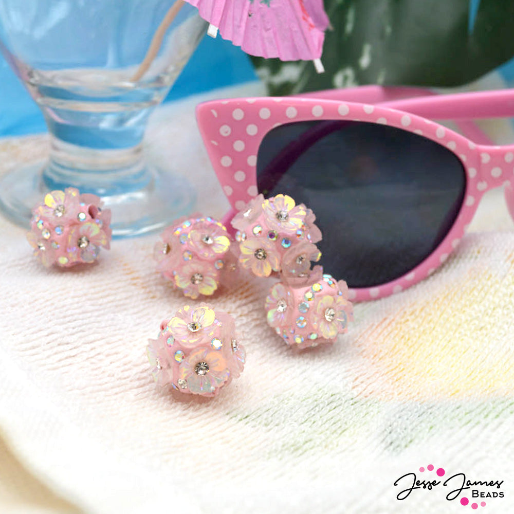 Floral Boho Bead Pair in Milkweed