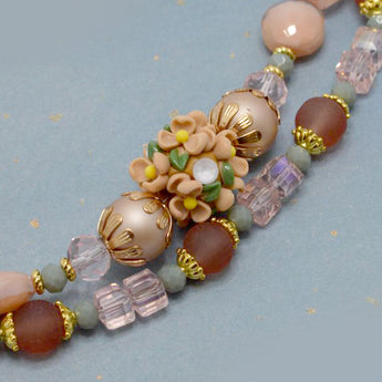 Floral Boho Bead Strand Duo in Dusk in Bloom