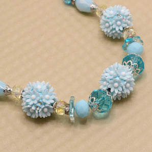 Floral Boho Bead Strand in Sky Blue Dasies
