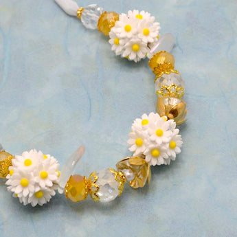Floral Boho Bead Strand in White Dasies