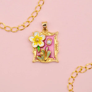 Pink Floral Pearls Charm