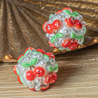 Fruity Boho Bead Pair in Cherries
