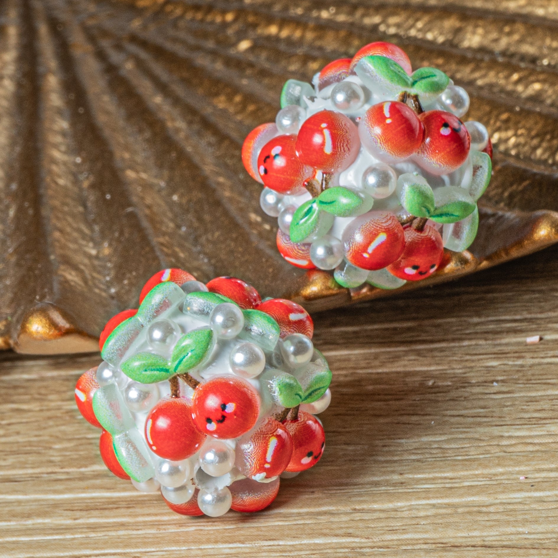 Fruity Boho Bead Pair in Cherries