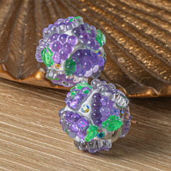 Fruity Boho Bead Pair in Grapes on the Vine