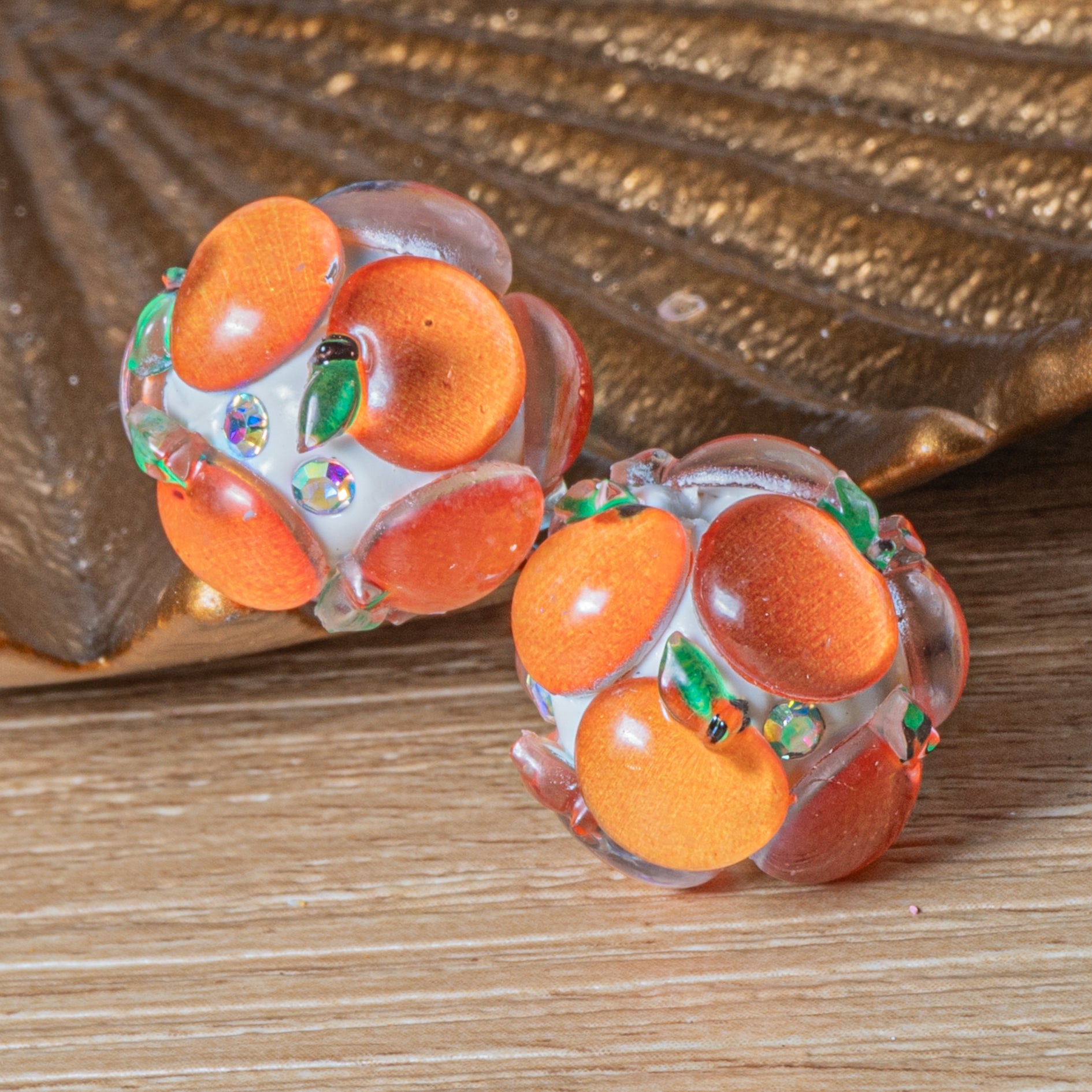 Fruity Boho Bead Pair in Orange