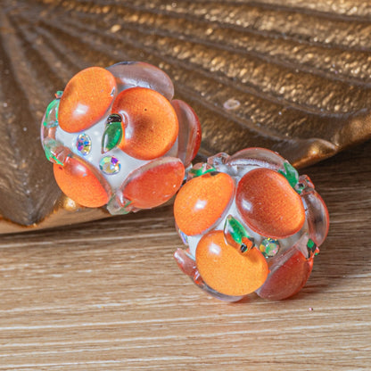 Fruity Boho Bead Pair in Orange