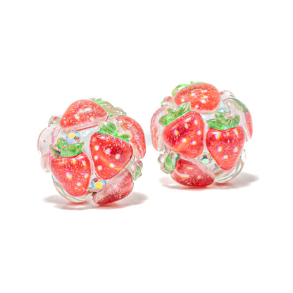 Fruity Boho Bead Pair in Strawberries