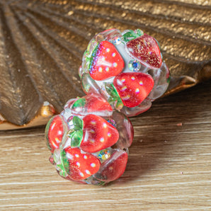 Fruity Boho Bead Pair in Strawberries