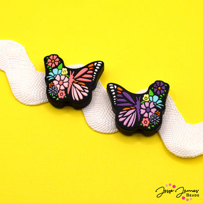 Garden Butterflies Silicone Focal Bead